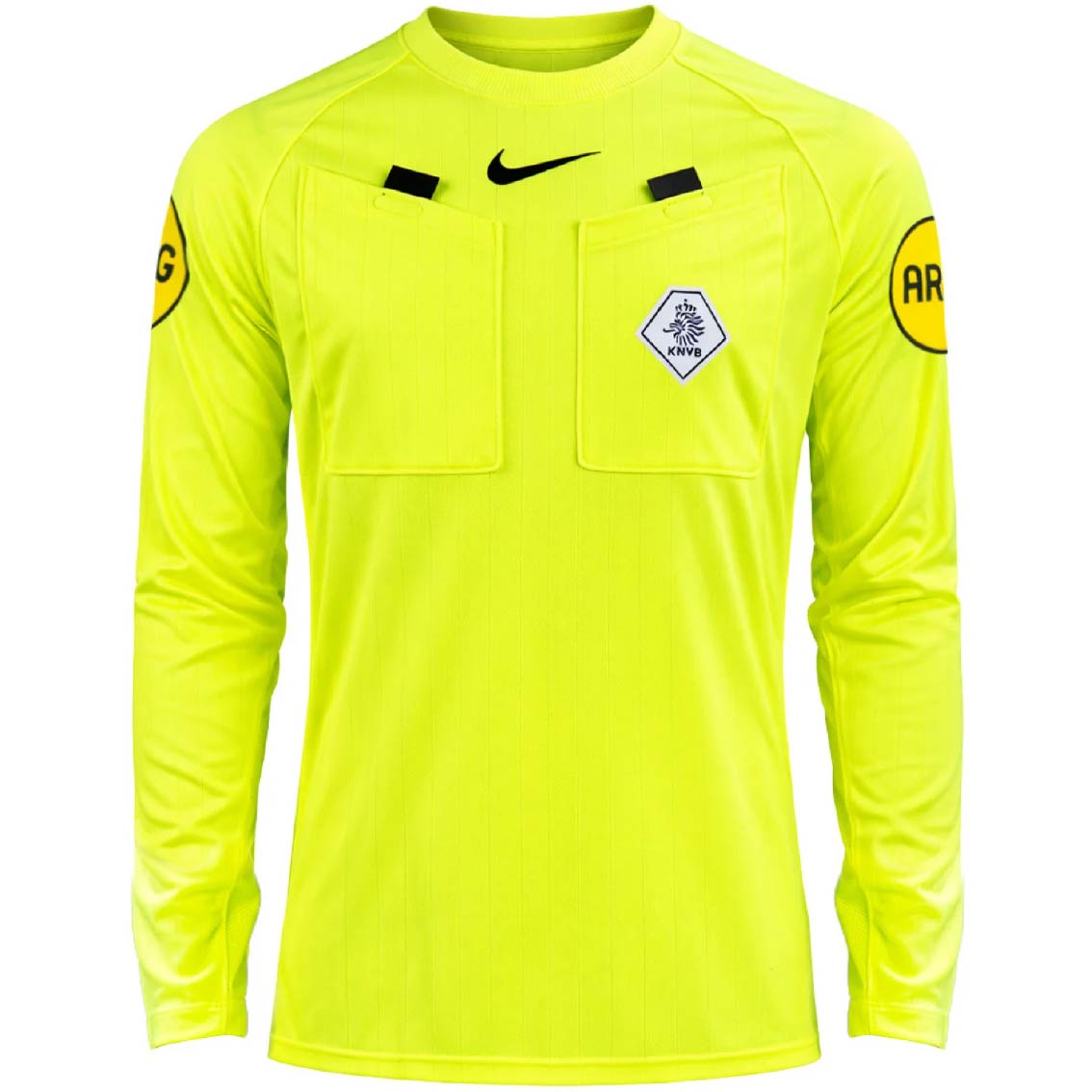 Scheidsrechtershirt lange mouw heren geel
